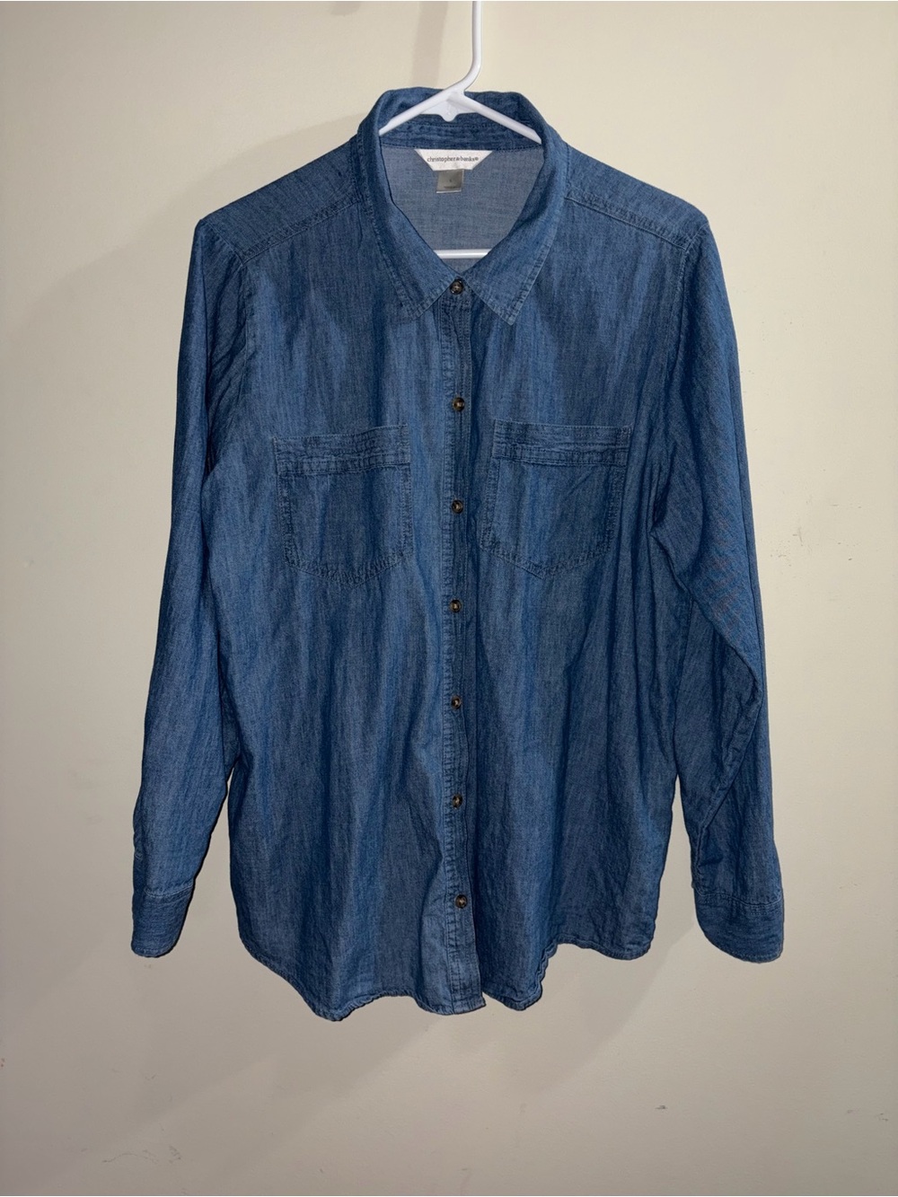 Christopher & Banks Denim Chambray Button Down Shirt [Size Large